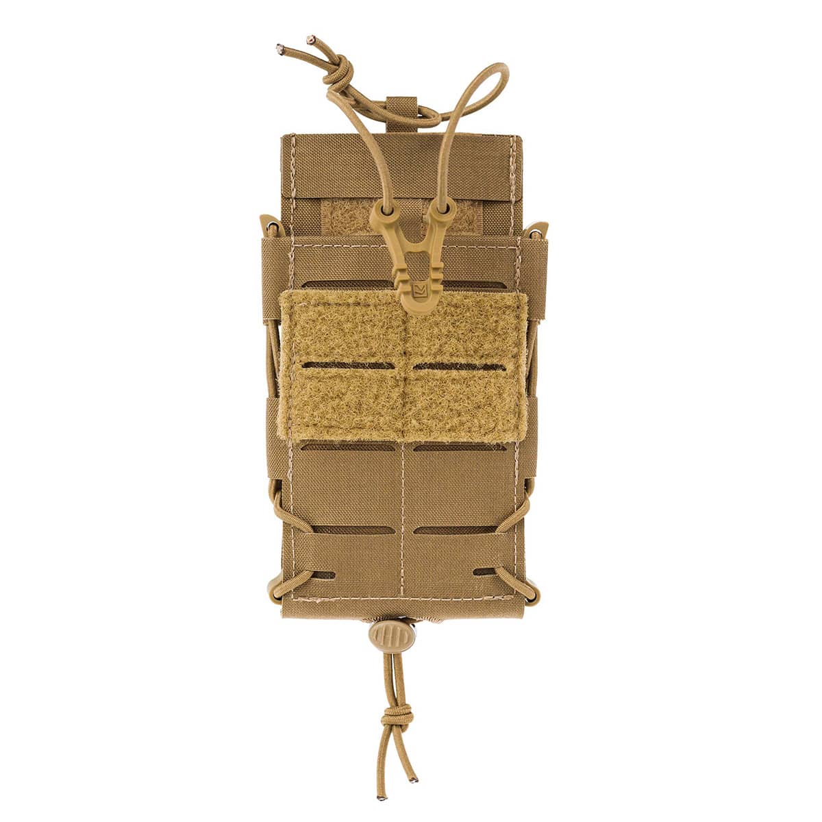 Taktische Magazintasche in Coyote-Braun mit Kordelzug zur sicheren Befestigung für Airsoft-Zubehör.