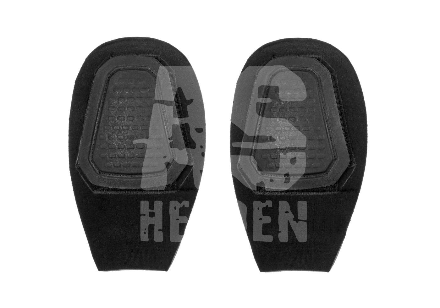 Schwarze Airsoft-Knieschoner mit gepolstertem Schutz, Frontansicht.