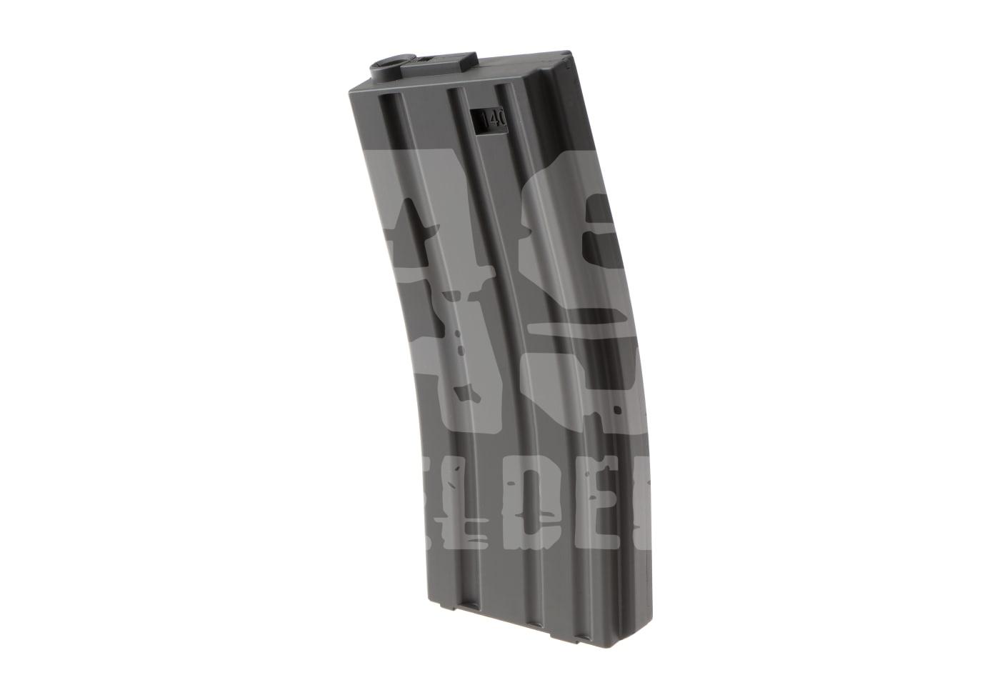 Airsoft-Magazin, dunkelgrau, realistische M4-Optik, Polymerkonstruktion.