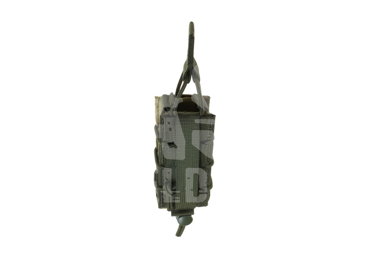 Grünes Airsoft-Magazintasche mit MOLLE-System, seitliche Sicht.
