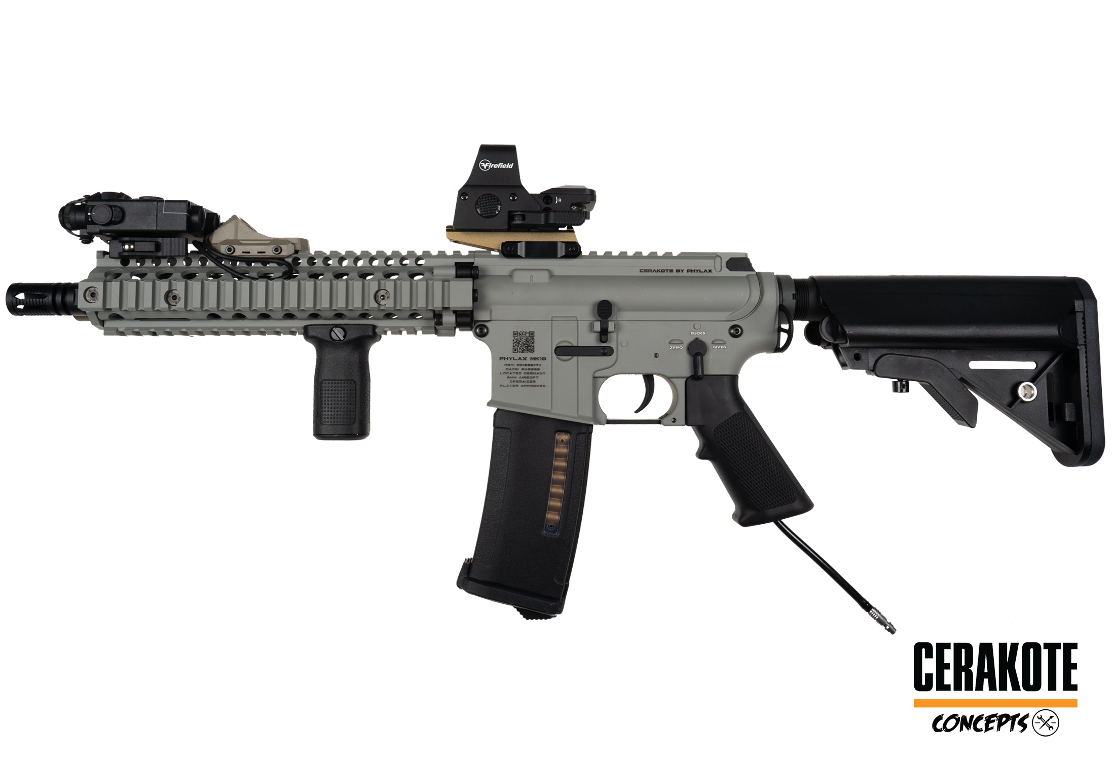 One of One Phylax Advanced HPA MK18 Black, Wolverine Inferno Spartan Edition x Cerakote Bull Shark Grey - ab 18 Jahren