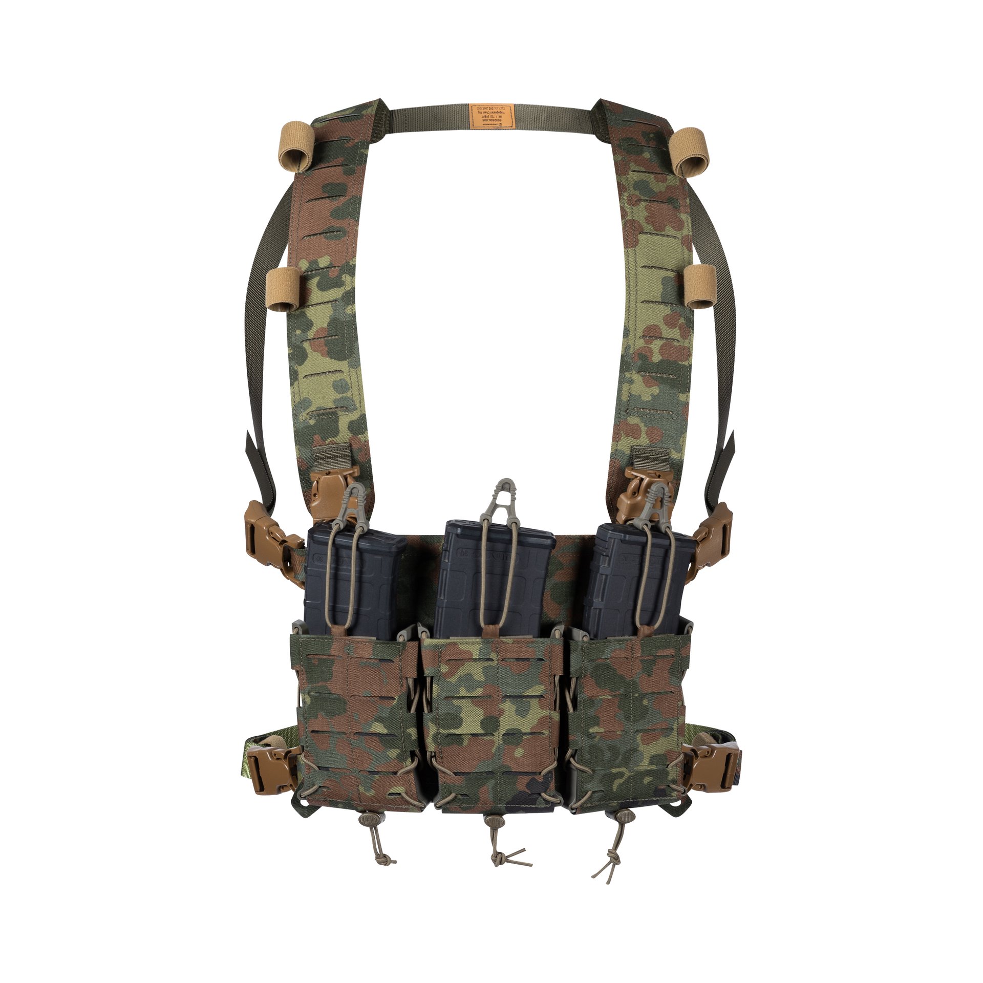 Tarnmuster Chest Rig mit drei Magazintaschen für Airsoft.