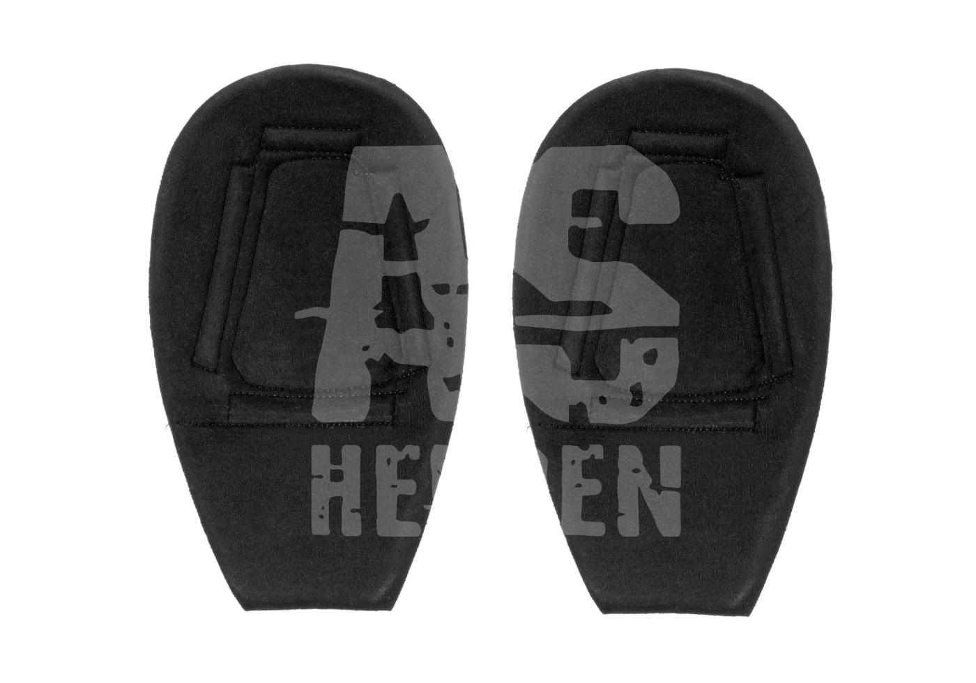 Schwarze Airsoft-Ohrenschutzpolster, gepolstert und verstellbar, paarweise abgebildet.