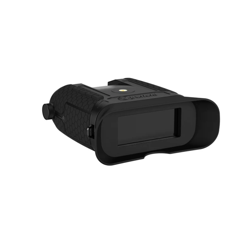 Schwarzes Nachtsichtgerät mit Schutzkappe und rutschfestem Griff, ideal für Airsoft.