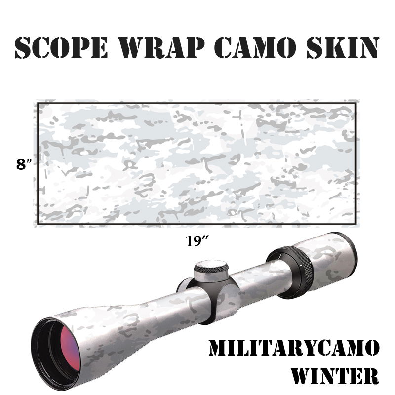 Tarnfolien-Set für Zielfernrohr, Winter-Camouflage, Maße: 8"x19". Ideal für Airsoft-Einsätze.