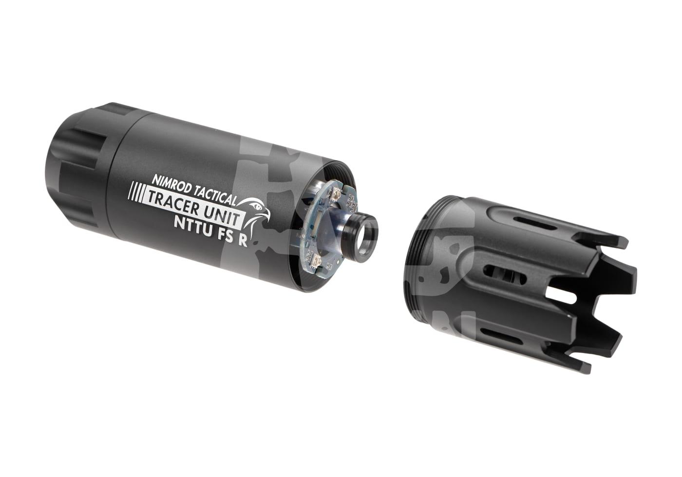 Nimrod Tactical Tracer Unit NTTU FS R, zerlegt, Airsoft-Zubehör, schwarz, rechteckig.