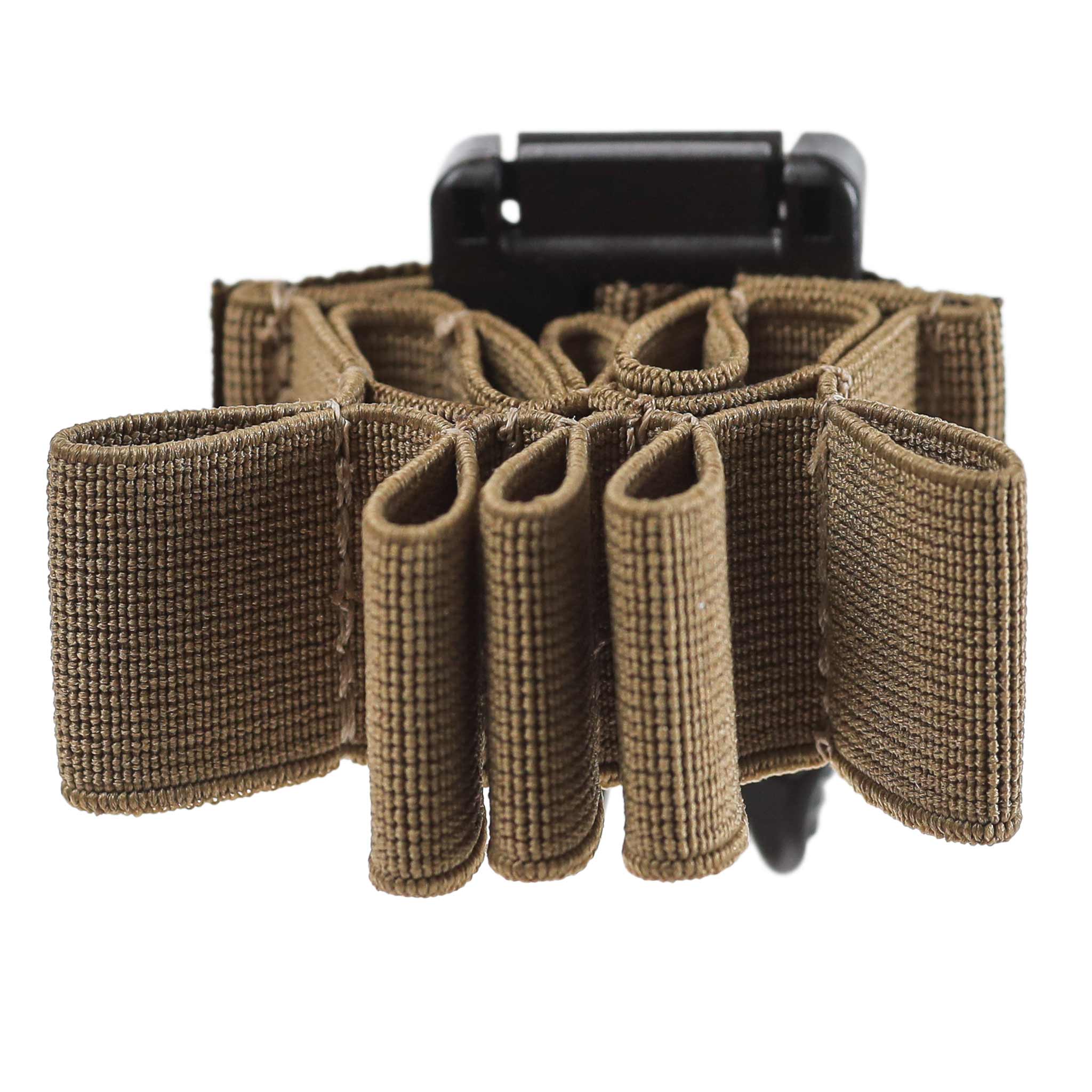 Taktischer Munitionshalter aus braunem Nylon mit mehreren Schlaufen.