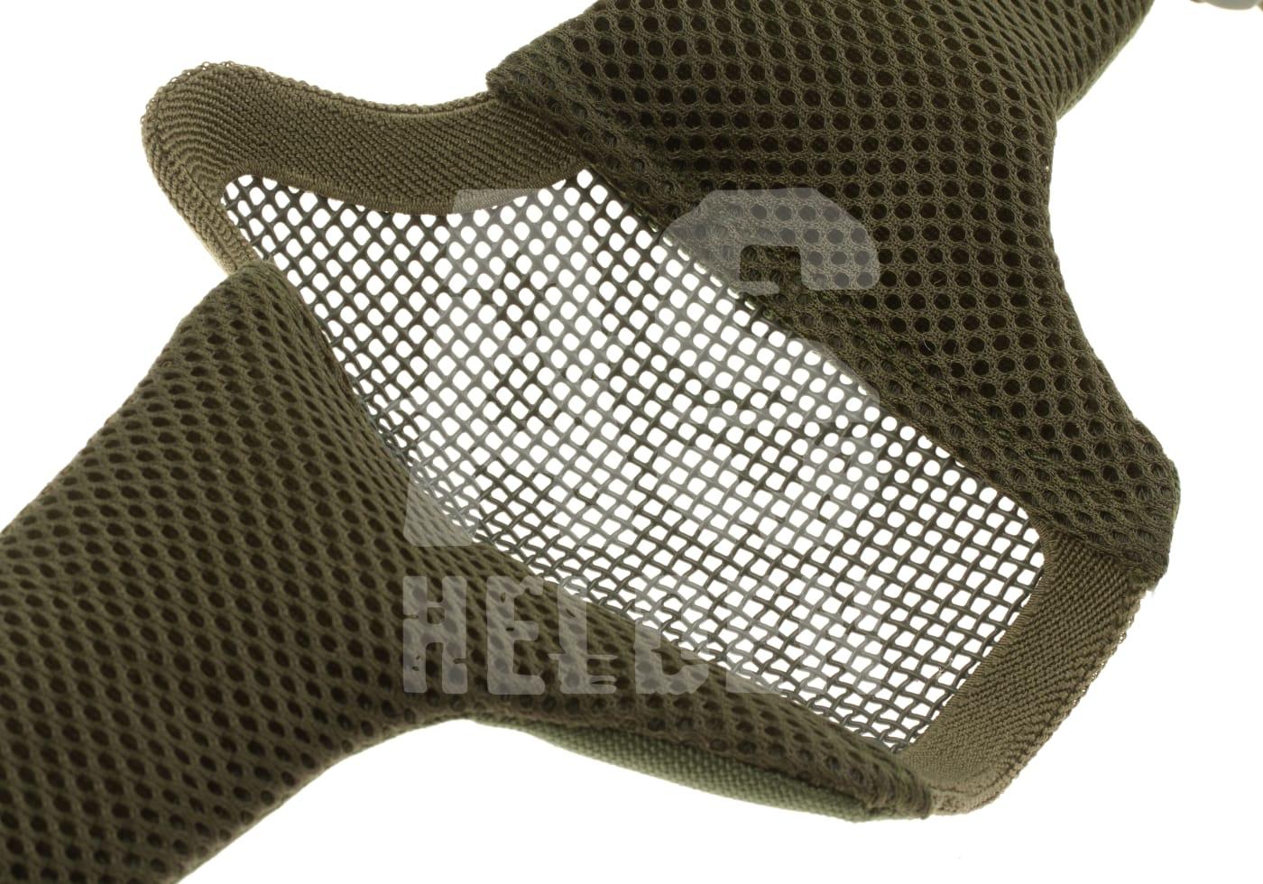 Mk.II Steel Half Face Mask Olivegrüner Mesh-Gesichtsschutz für Airsoft mit feinem Gittergewebe.