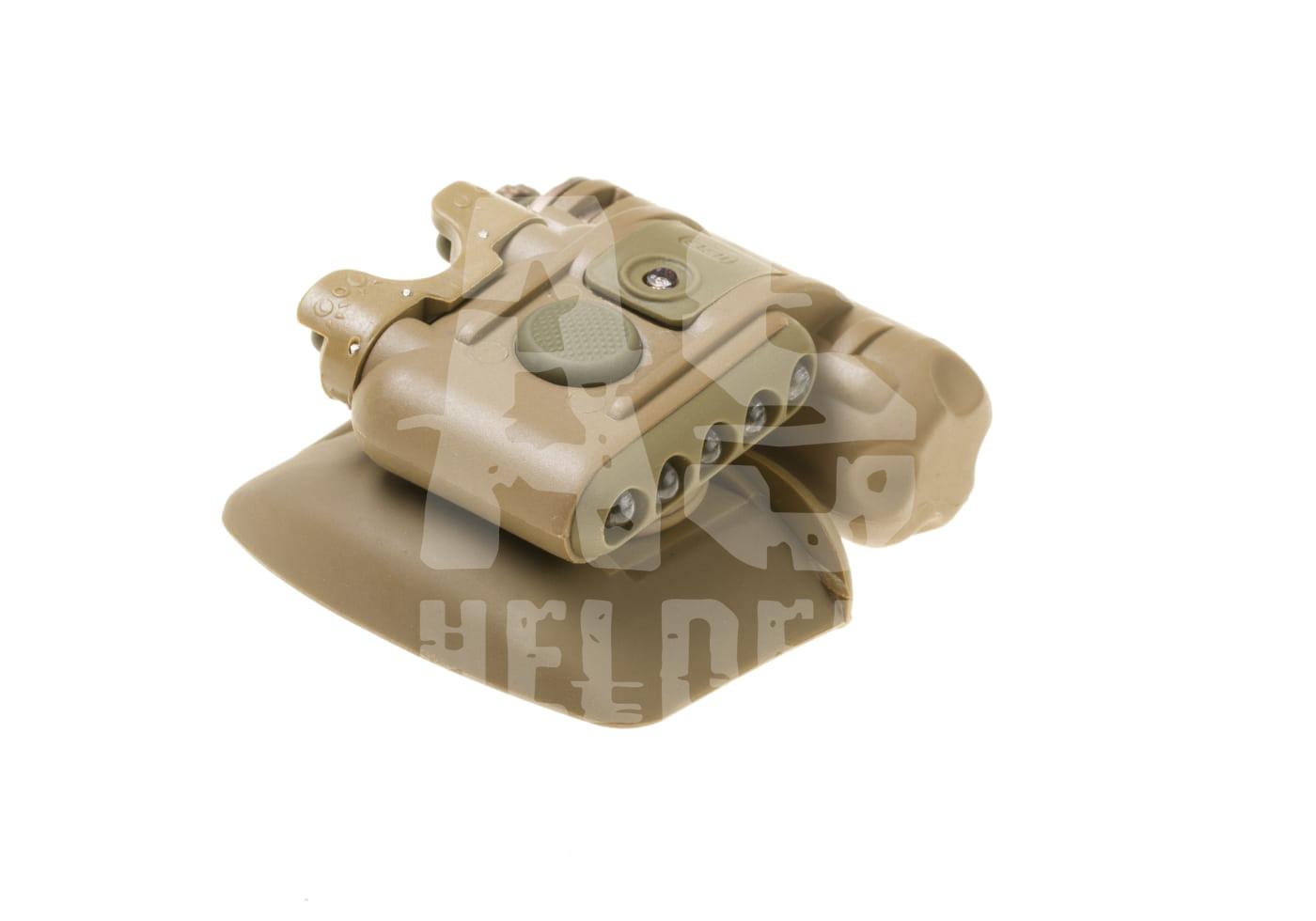 Taktisches Holster in Sandfarbe für Airsoft-Pistolen, geeignet für Gürtelmontage.