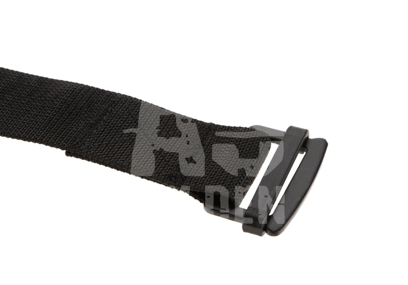 Schwarzes Nylonband mit Kunststoffschnalle, ideal für Airsoft-Ausrüstung.