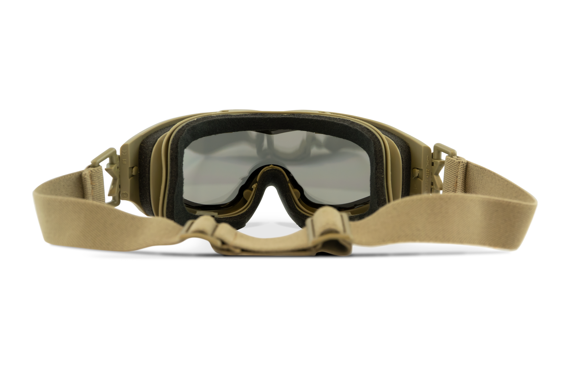 Taktische Schutzbrille in Oliv mit verstellbarem Elastikband, ideal für Airsoft-Schutz und Komfort.