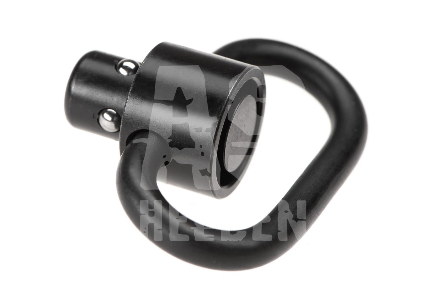 Schwarzer Airsoft-Sling-Swivel für taktische Anwendungen.