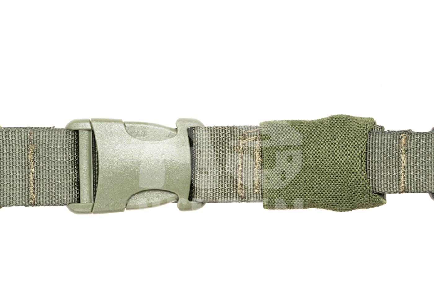 Grüner Nylon-Gurt mit Kunststoffschnalle für Airsoft-Ausrüstung.