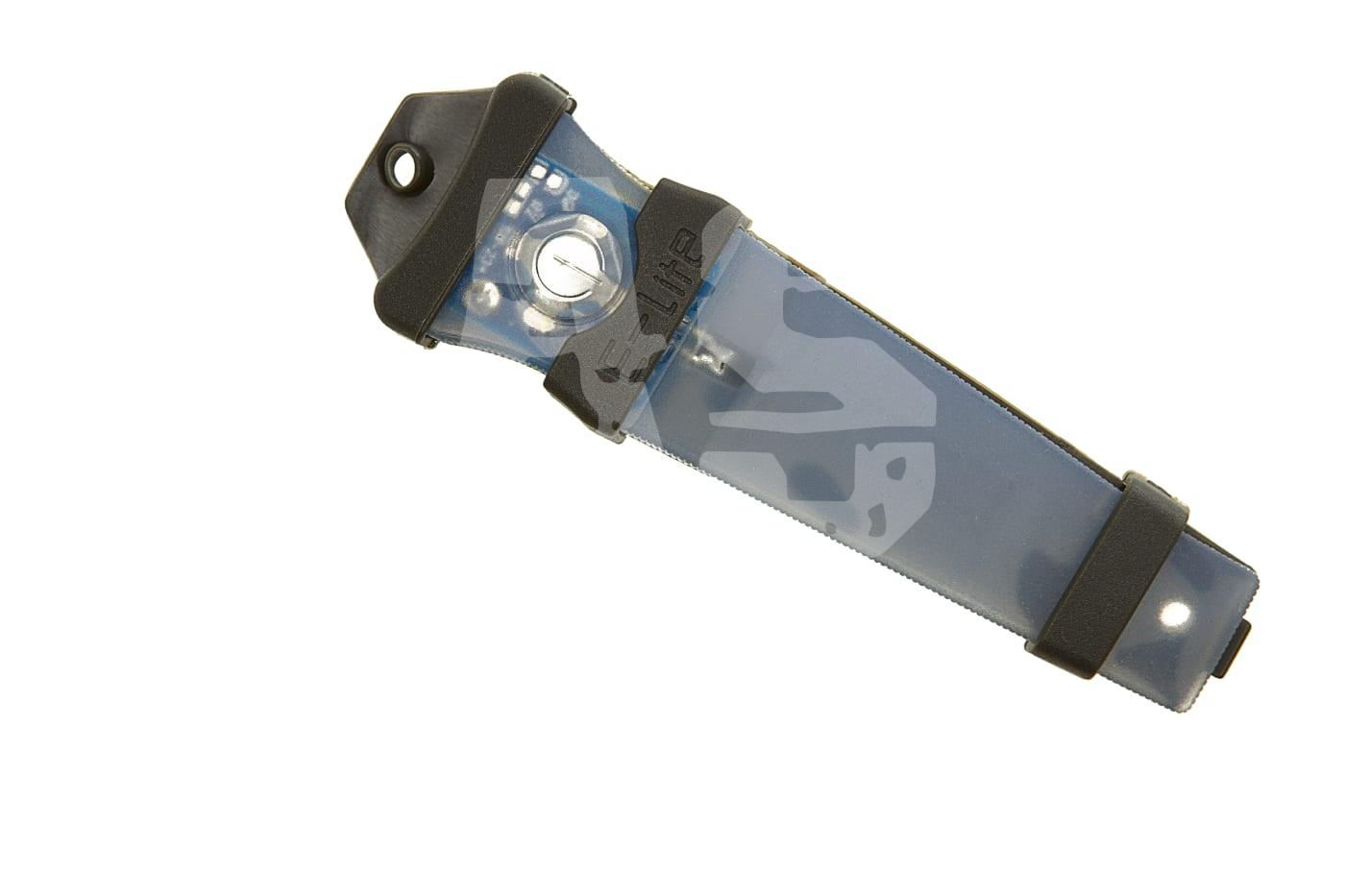 Airsoft-Taktik-Licht in transparenter Hülle mit schwarzen Befestigungsclips.