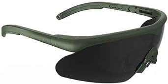 Taktische Schutzbrille mit olivgrünem Rahmen und getönten Gläsern. Ideal für Airsoft-Einsätze.