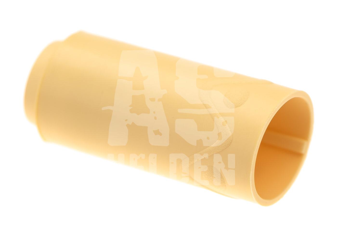 Beige Airsoft Hop-Up Gummi für präzises Schießen, zylindrische Form.