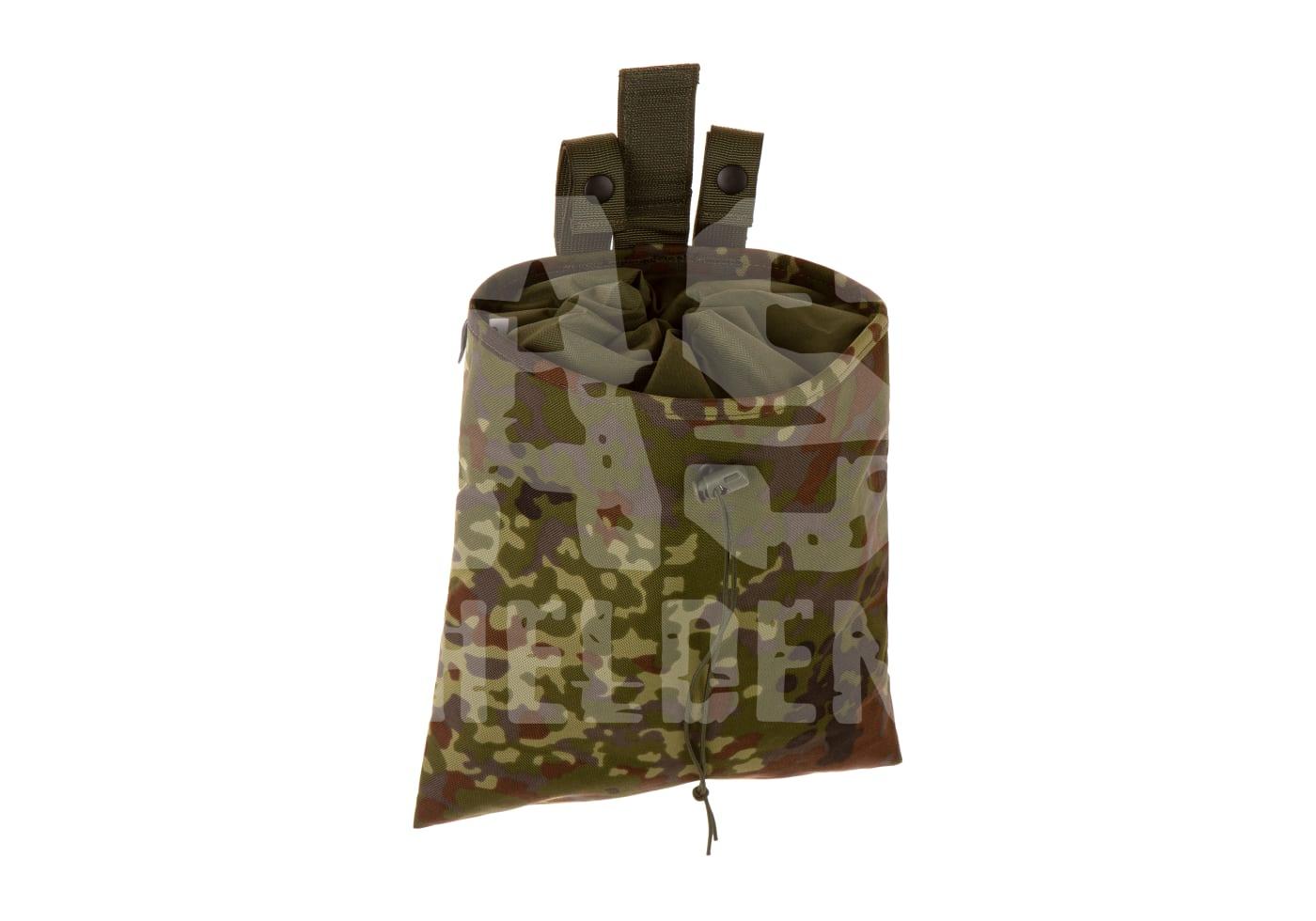 Tarnfarbener Airsoft-Dump Pouch mit Kordelzug und MOLLE-Befestigung.