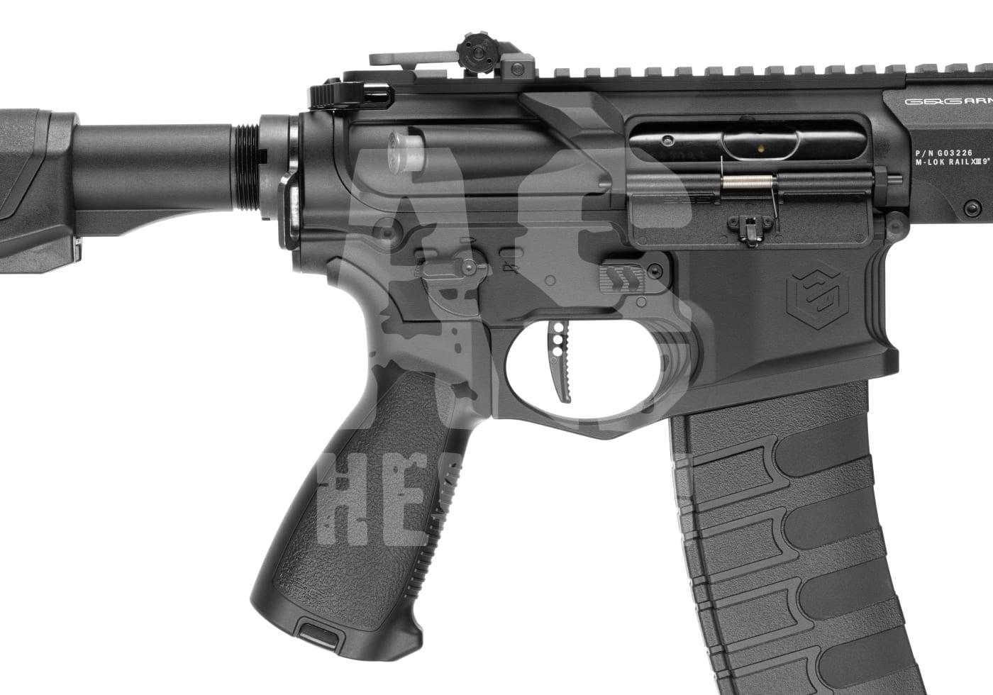 G&G SGR 556 S-AEG - ab 18 Jahren Airsoft-Gewehrgriff und Abzug mit taktischem Design, Detailansicht.