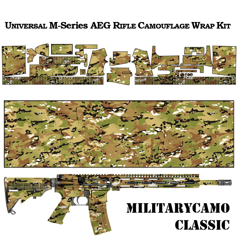 Universelles AEG M-Serie Gewehr-Tarnwrap-Kit in Military Camo Design.