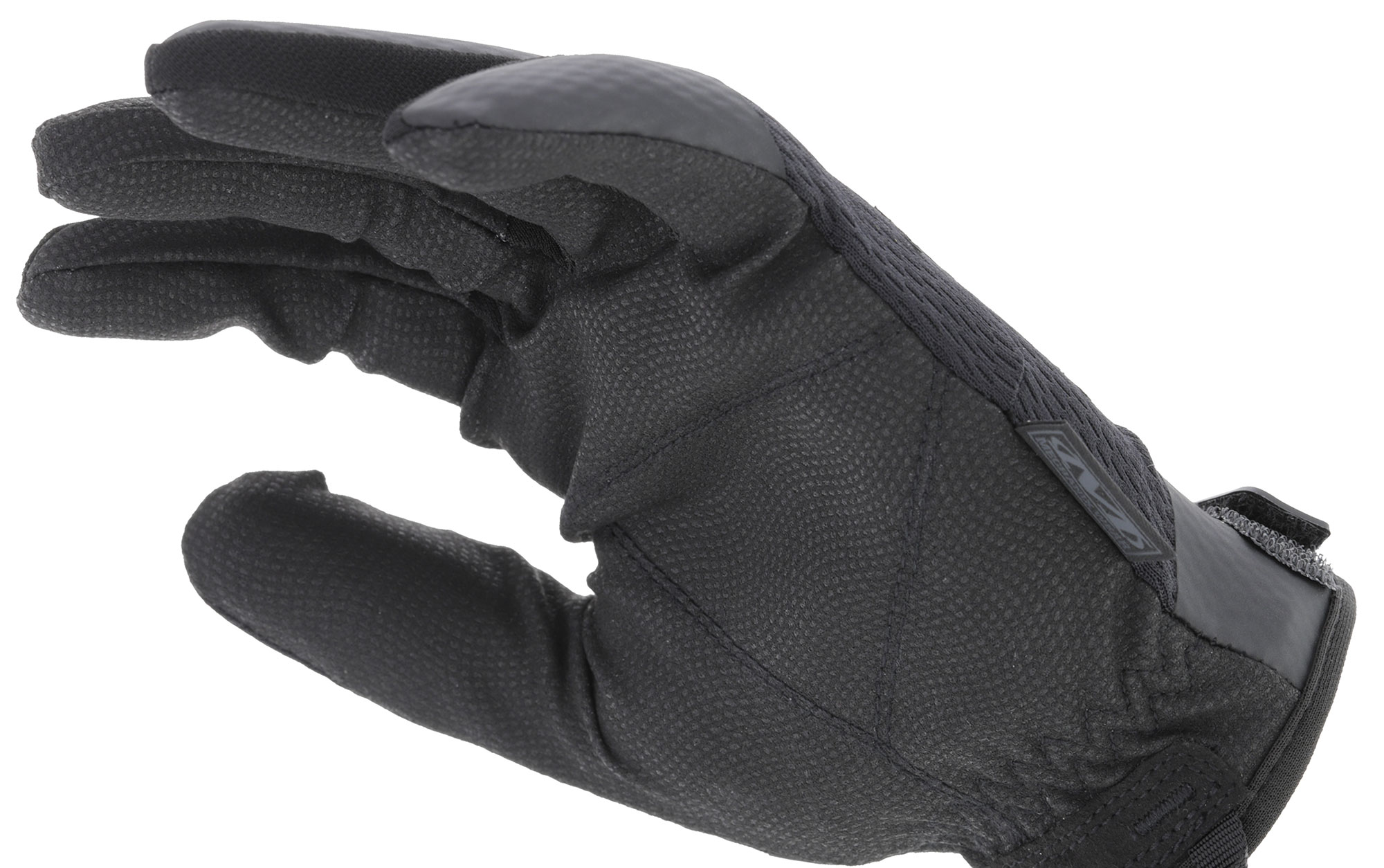 Schwarzer taktischer Handschuh mit Grippmustern, ideal für Airsoft-Spiele.