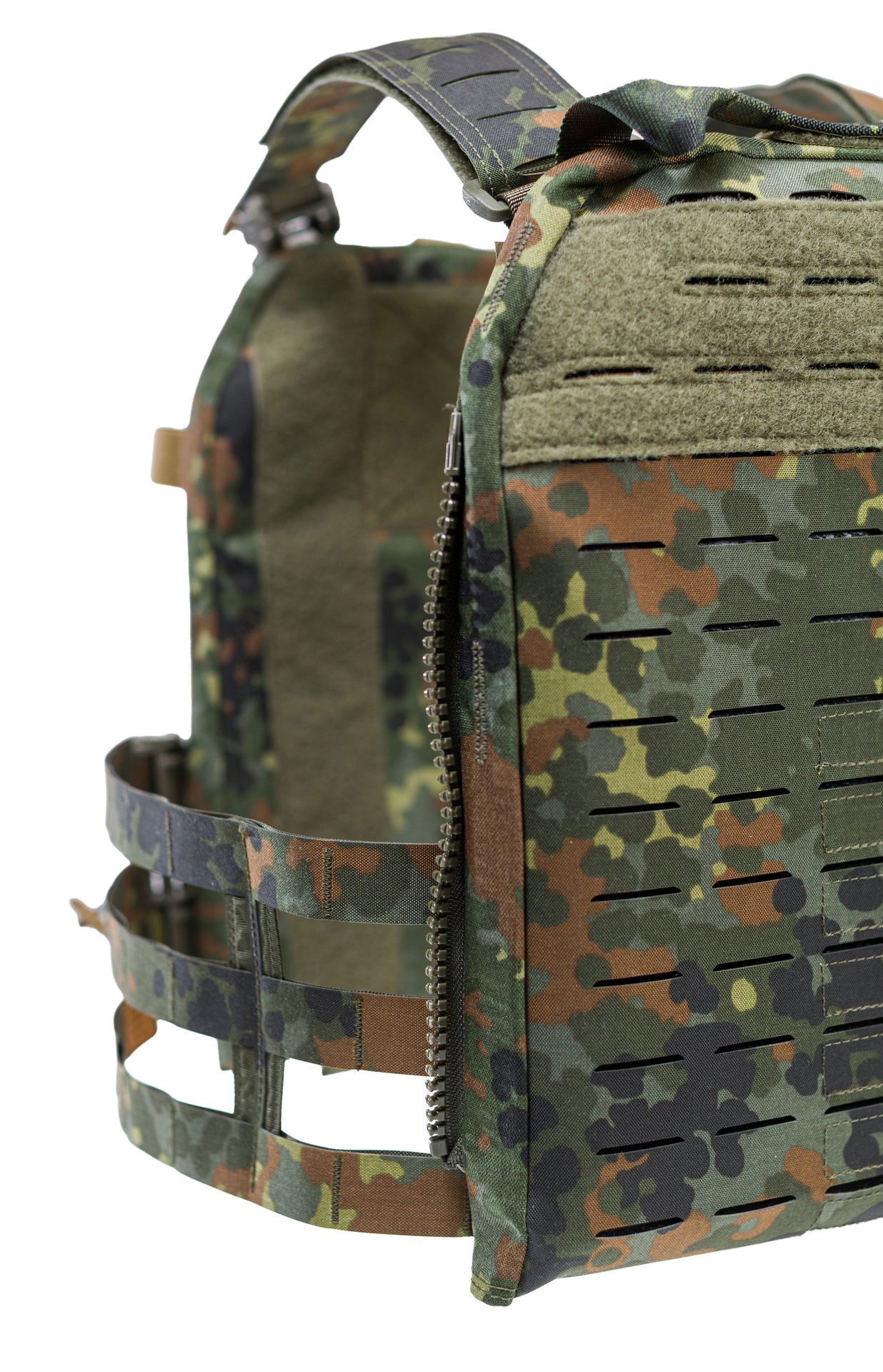 Lindnerhof Plattenträger-Set MX042 Tarnmuster-Plate-Carrier mit Molle-Schlaufen und Reißverschluss für Airsoft.