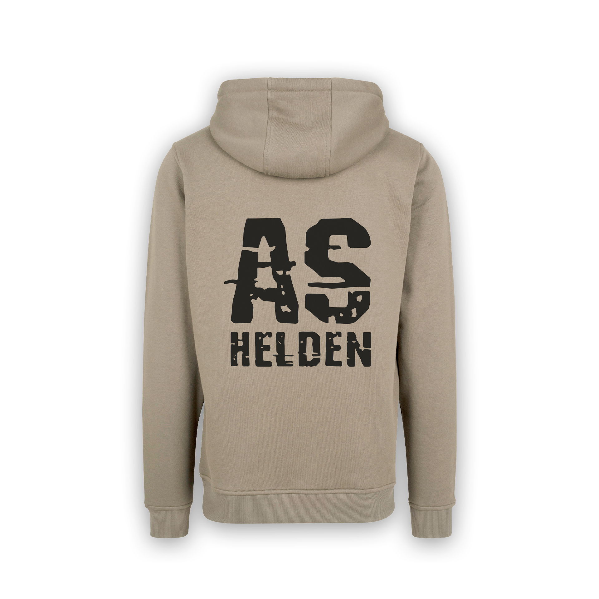Airsoft Helden - Hoodie Sand Beiger Hoodie mit großem schwarzen "AS HELDEN" Print auf dem Rücken.