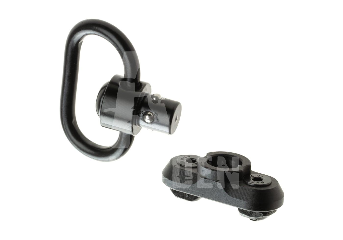 Airsoft QD Sling Swivel mit Befestigungselement, schwarz.