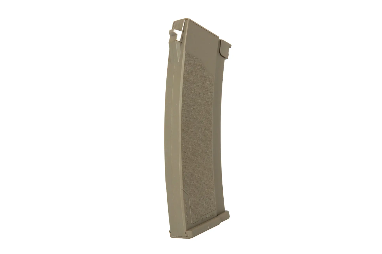 Specna Arms S-Mag Mid-Cap Magazin for J-Series 175 BBs tan Sandfarbenes Airsoft-Magazin, gewölbt, mit strukturiertem Griff. Ideal für taktisches Spielen.