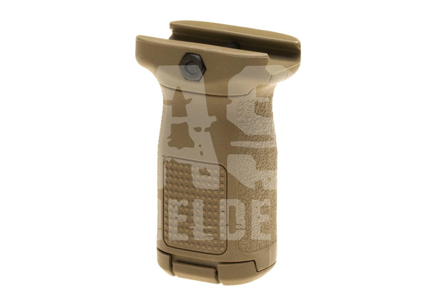 Vertikaler Griff für Airsoft-Waffen in Sandfarbe, strukturiert für besseren Halt.