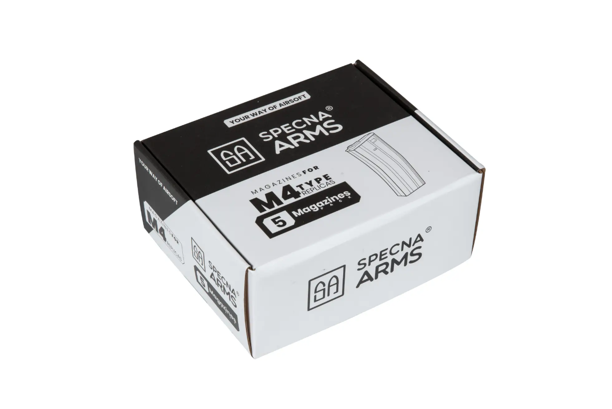 Verpackung von Specna Arms mit M4-Typ Replik-Magazinen, 5 Stück.