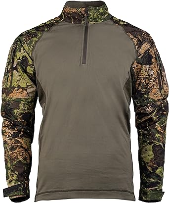 Tarnshirt mit Teilreißverschluss und camouflageärmel, ideal für Airsoft-Spiele.