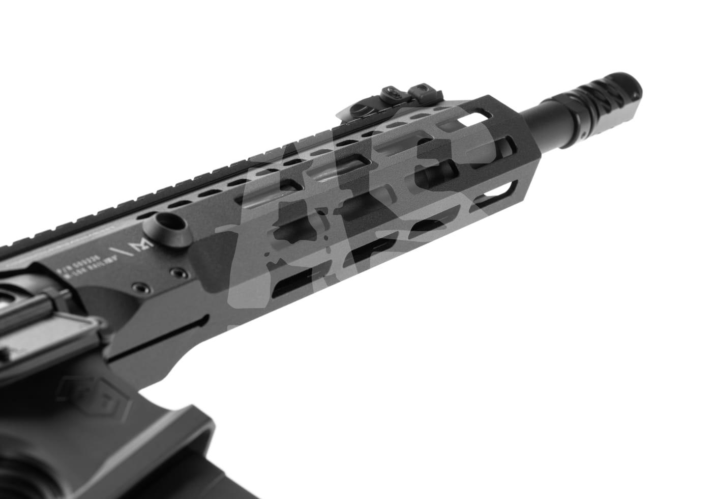 G&G SGR 556 S-AEG - ab 18 Jahren Nahaufnahme eines taktischen Airsoft-Handschutzes mit M-Lok-Schienen und Mündung.