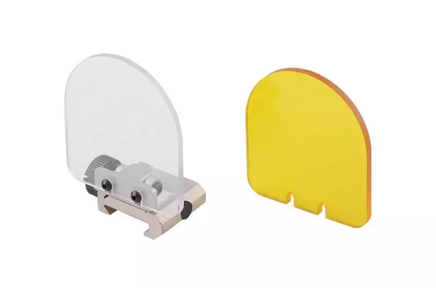 Airsoft Visier-Schutzscheiben, klar und gelb, mit Halterung für Montage.