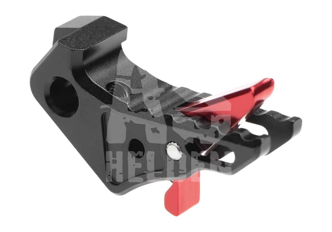 AAP01 Adjustable Trigger Airsoft Abzugseinheit, rot-schwarz, mit ergonomischem Design für präzises Schießen.