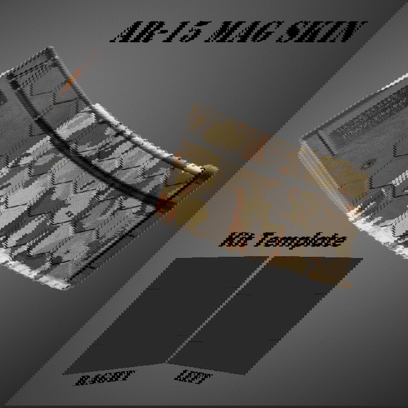 GunsWrap AR15 / M4 Rifle Magazin Skins AR-15 Magazin mit Tarnmuster und Vorlage für Skins, rechte und linke Ansicht.