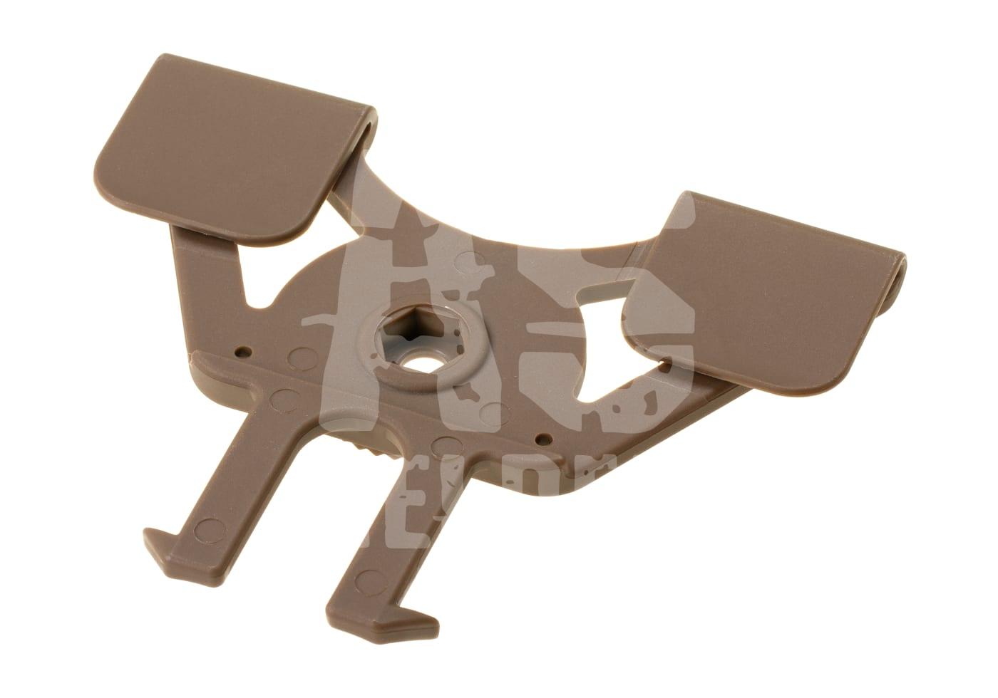 Brauner MOLLE-Befestigungsadapter für Airsoft-Ausrüstung, Kunststoffmaterial.