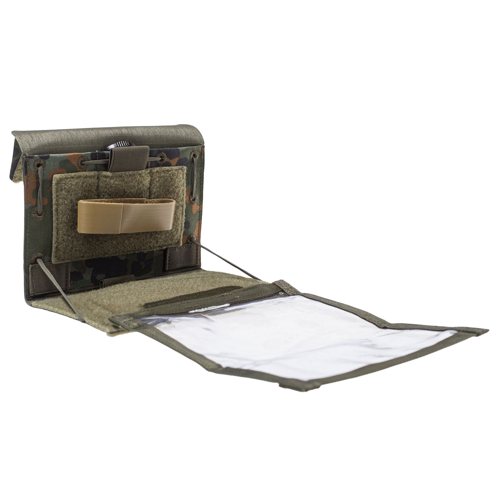 Lindnerhof Admin-Tasche MX116 Tarnmuster-Taktikmappe mit Klettverschluss und PVC-Fach für Karten. Ideal für Airsoft-Einsätze.