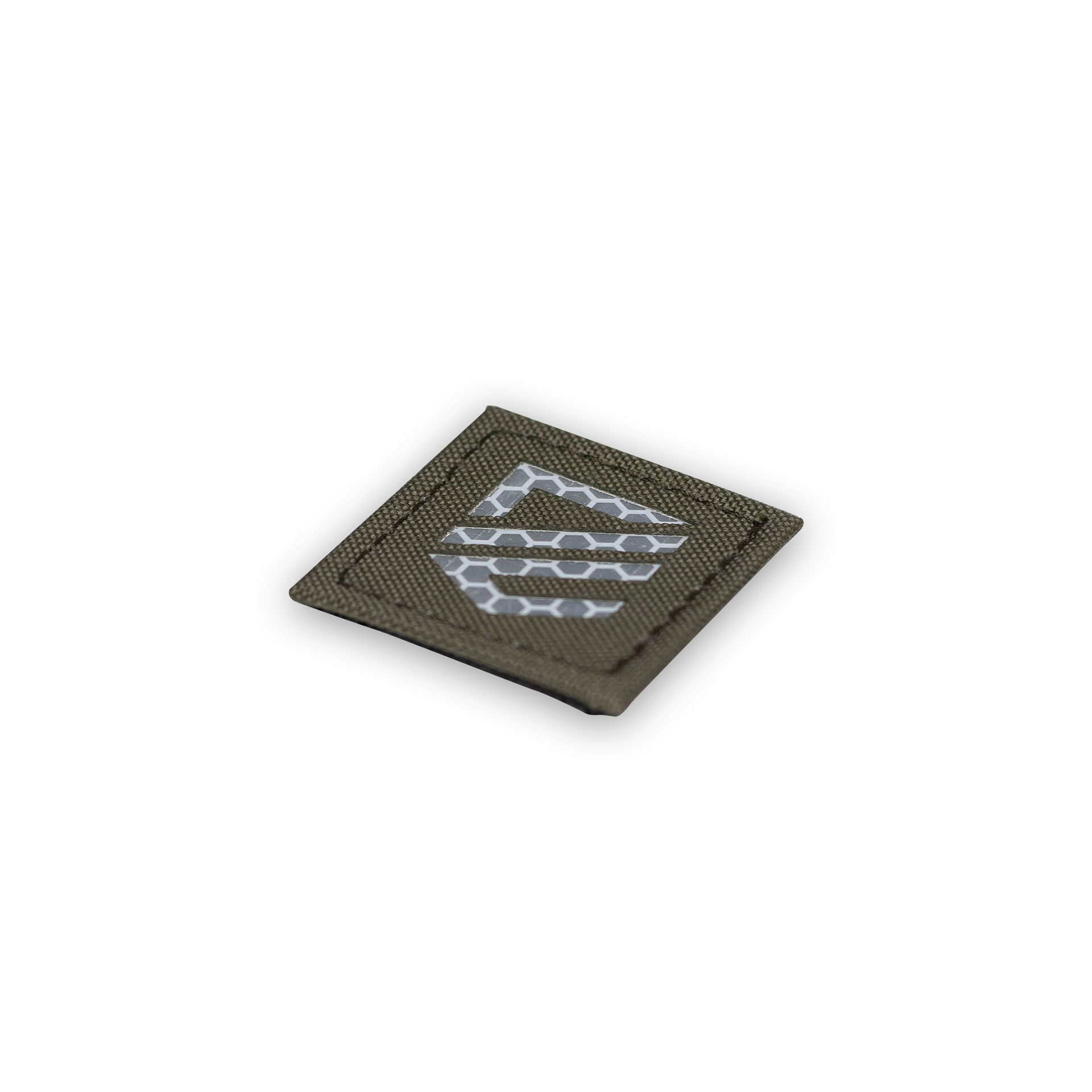 Dark Emergency - Laser Cut Patch klein Olives Patch mit weißem dreieckigem Muster, Airsoft-Zubehör.