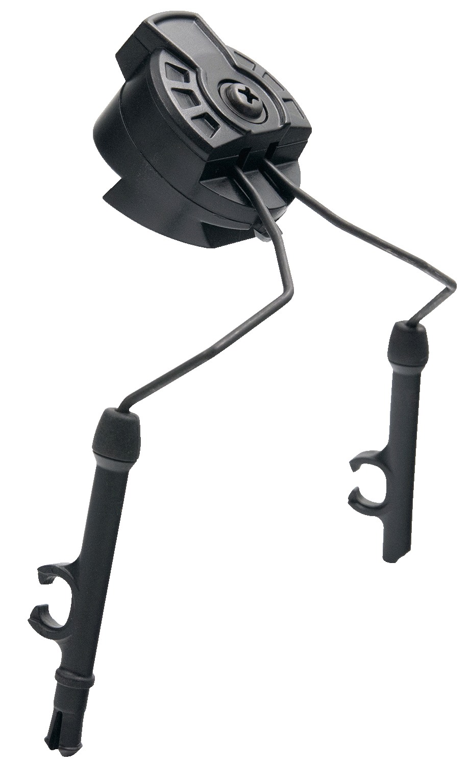 Schwarze Schalldämpfermündung mit Stabilisierungselementen für Airsoft.