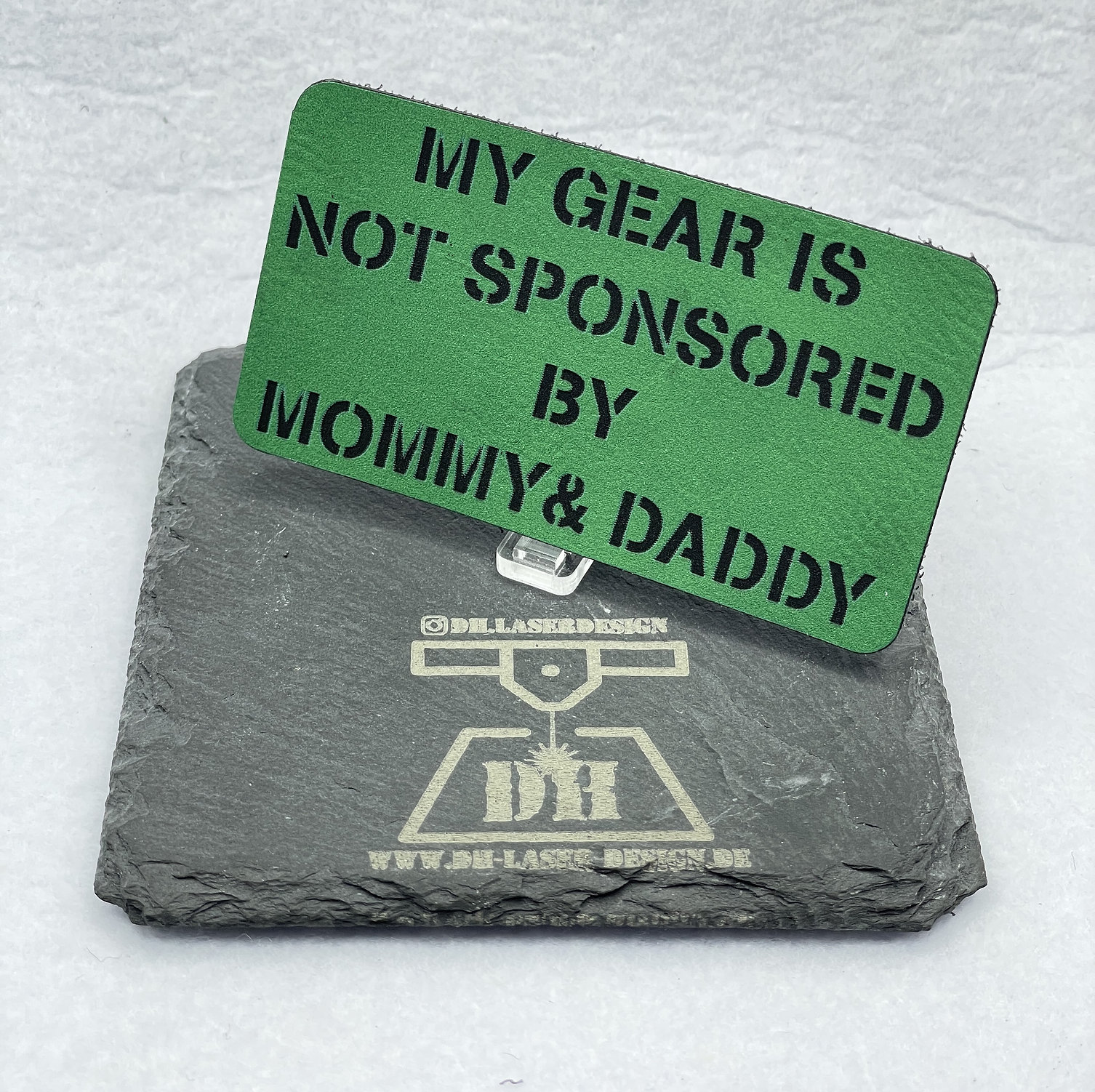 DH Laser Design My Gear is not.... Lasercut Kunstleder Patch