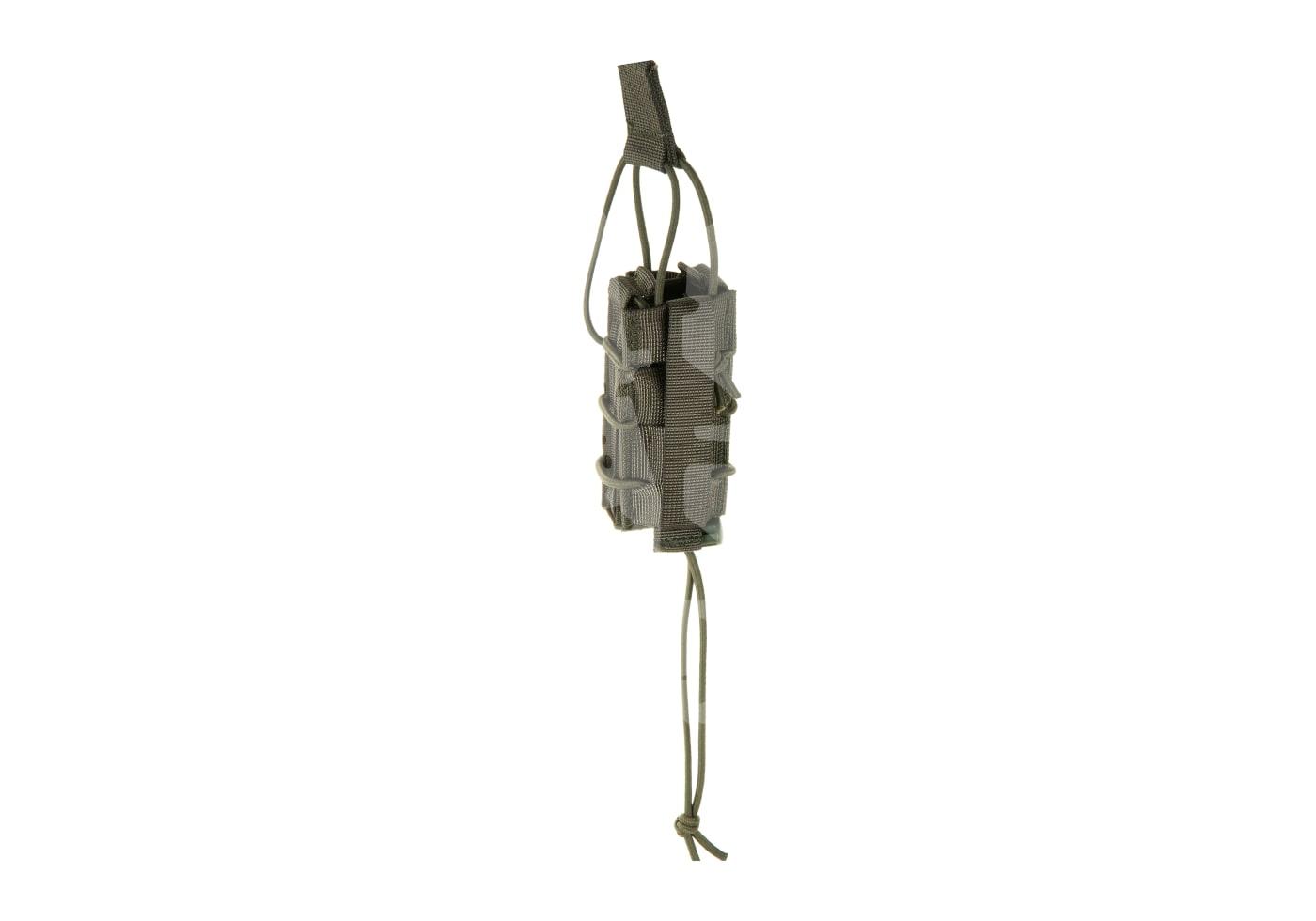 Taktisches Magazintasche in Olive, seitliche Ansicht, mit elastischem Verschluss für Airsoft-Zubehör.