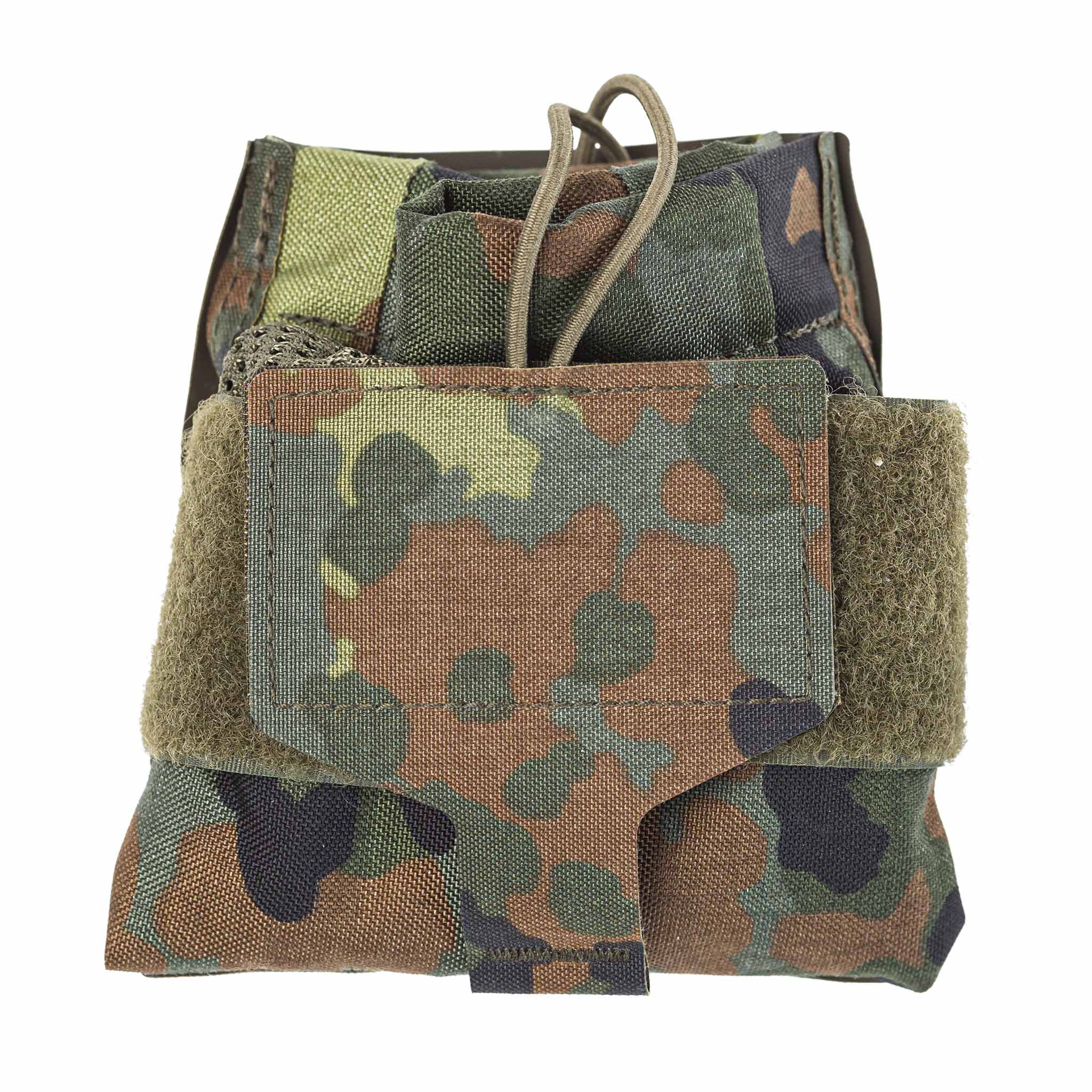 Tarnmuster-Magazintasche für Airsoft mit Klettverschluss, robustem Material und verstellbarer Lasche.