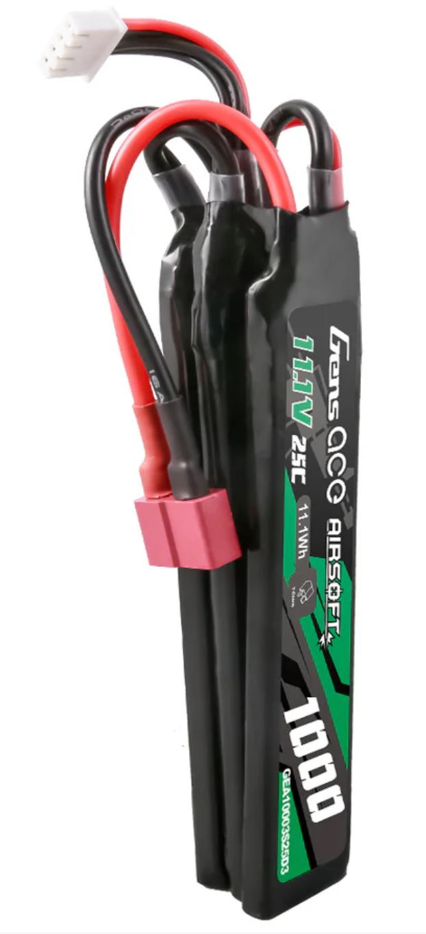 Gens ace 25C 1000mAh 3S1P 11.1V Nunchuck 3X Airsoft Gun Lipo Battery with T Plug 