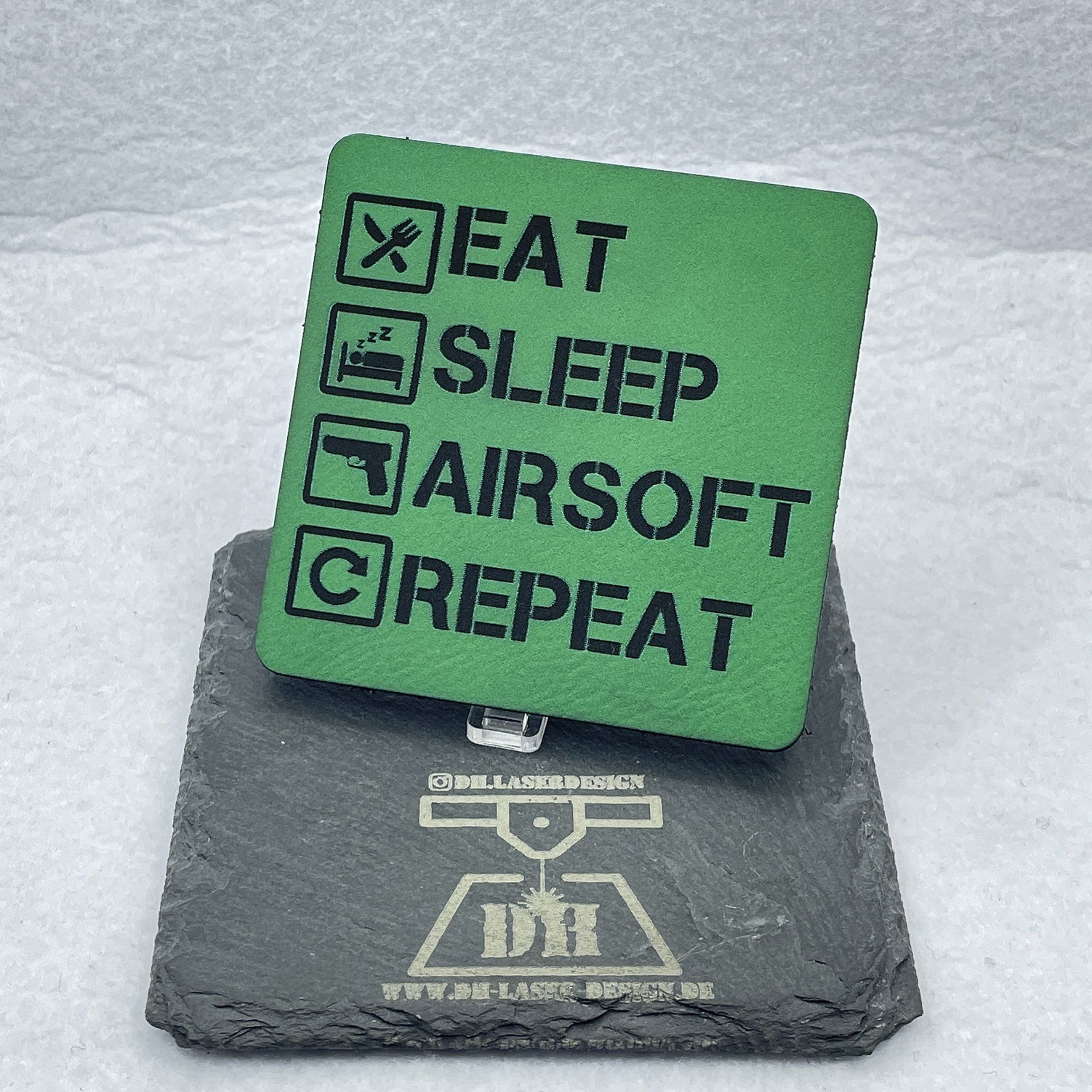 DH Laser Design Eat, Sleep, Airsoft Lasercut Kunstleder Patch