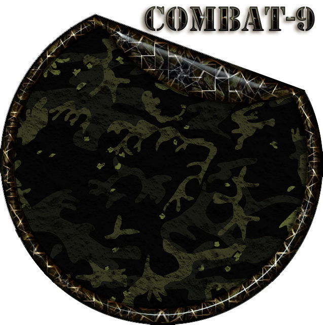 GunsWrap AR15 / M4 Rifle Magazin Skins Tarnmuster in Dunkelgrün und Schwarz mit glänzender Umrandung. Text "COMBAT-9" oben.