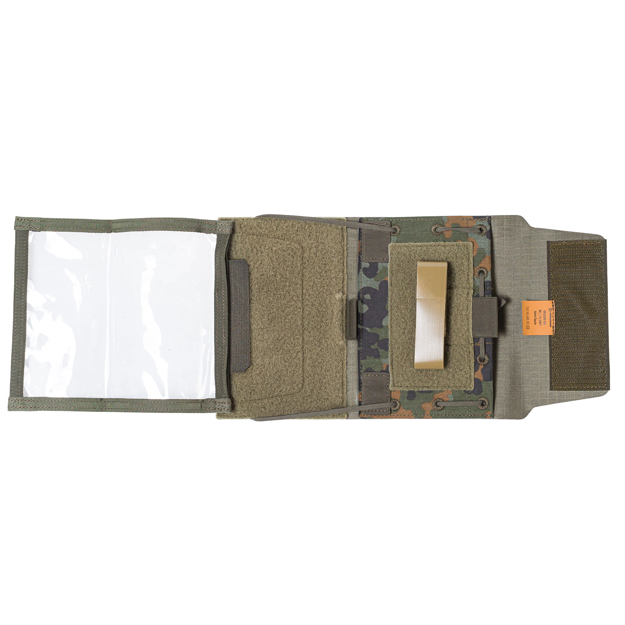 Lindnerhof Admin-Tasche MX116 Feldtarn-Tasche mit Klett, durchsichtigem Fach und Stiftlasche, ideal für taktische Anwendungen im Airsoft-Bereich.
