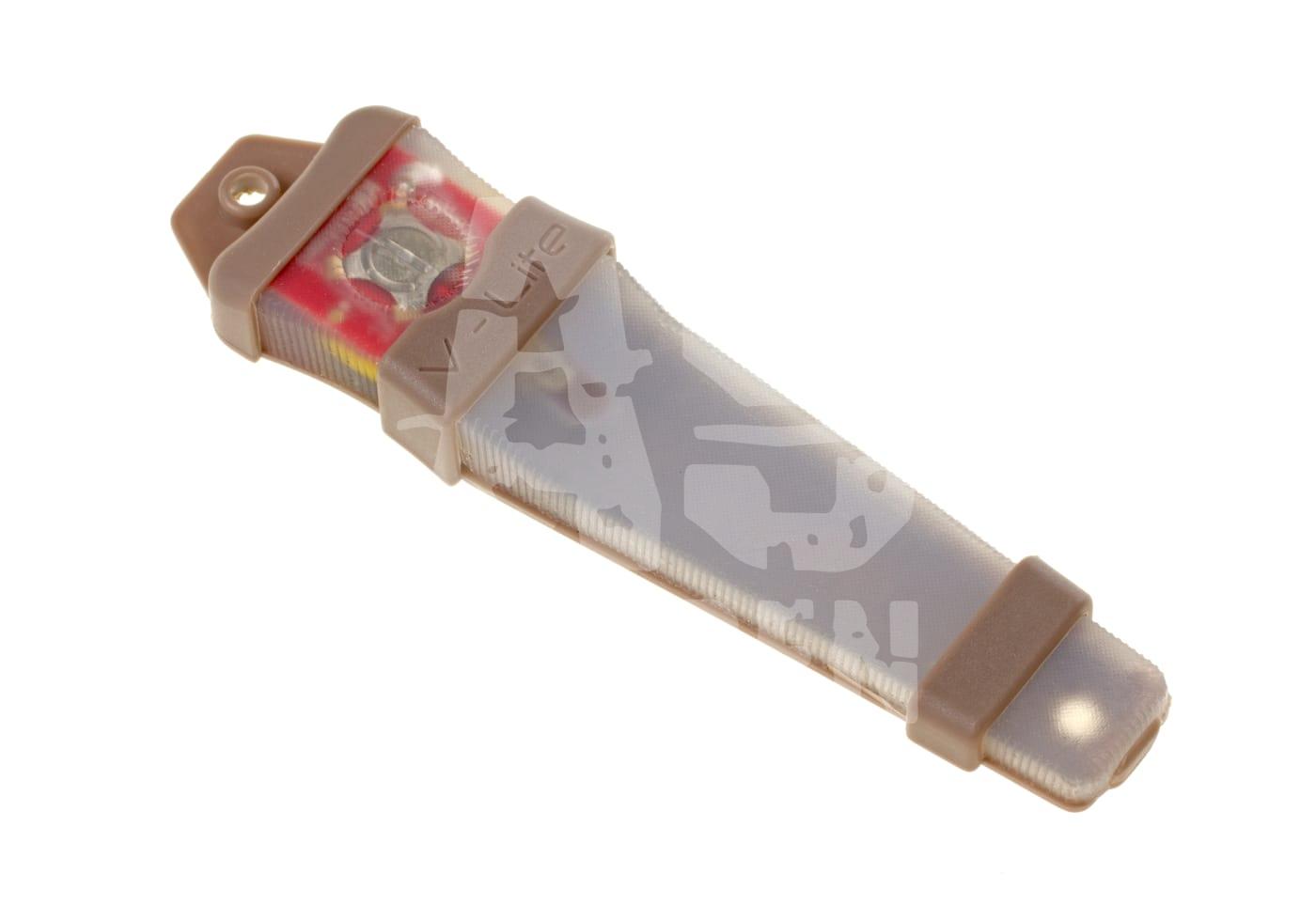 Safety Lite OR V-Lite Signallicht in braun, ideal für Airsoft-Nachtspiele. Kompakte, flexible Bauweise für einfache Befestigung.