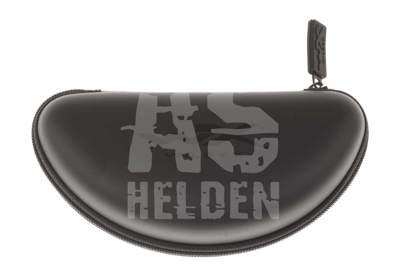 Schwarzes Airsoft-Helden-Etui mit Reißverschluss, halbkreisförmig.