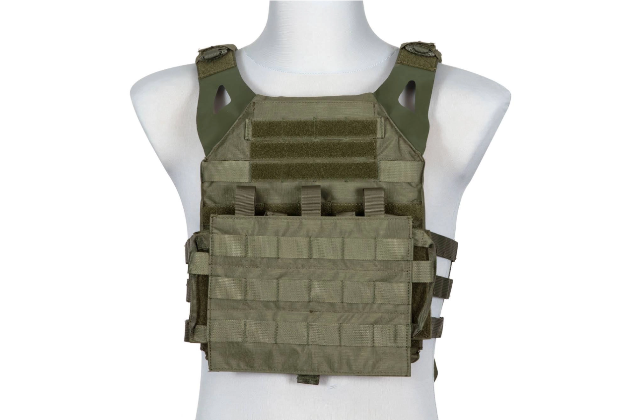 GFT Jump MK2 Tactical Vest Taktische Weste in Olivgrün mit MOLLE-System auf einer Schaufensterpuppe.