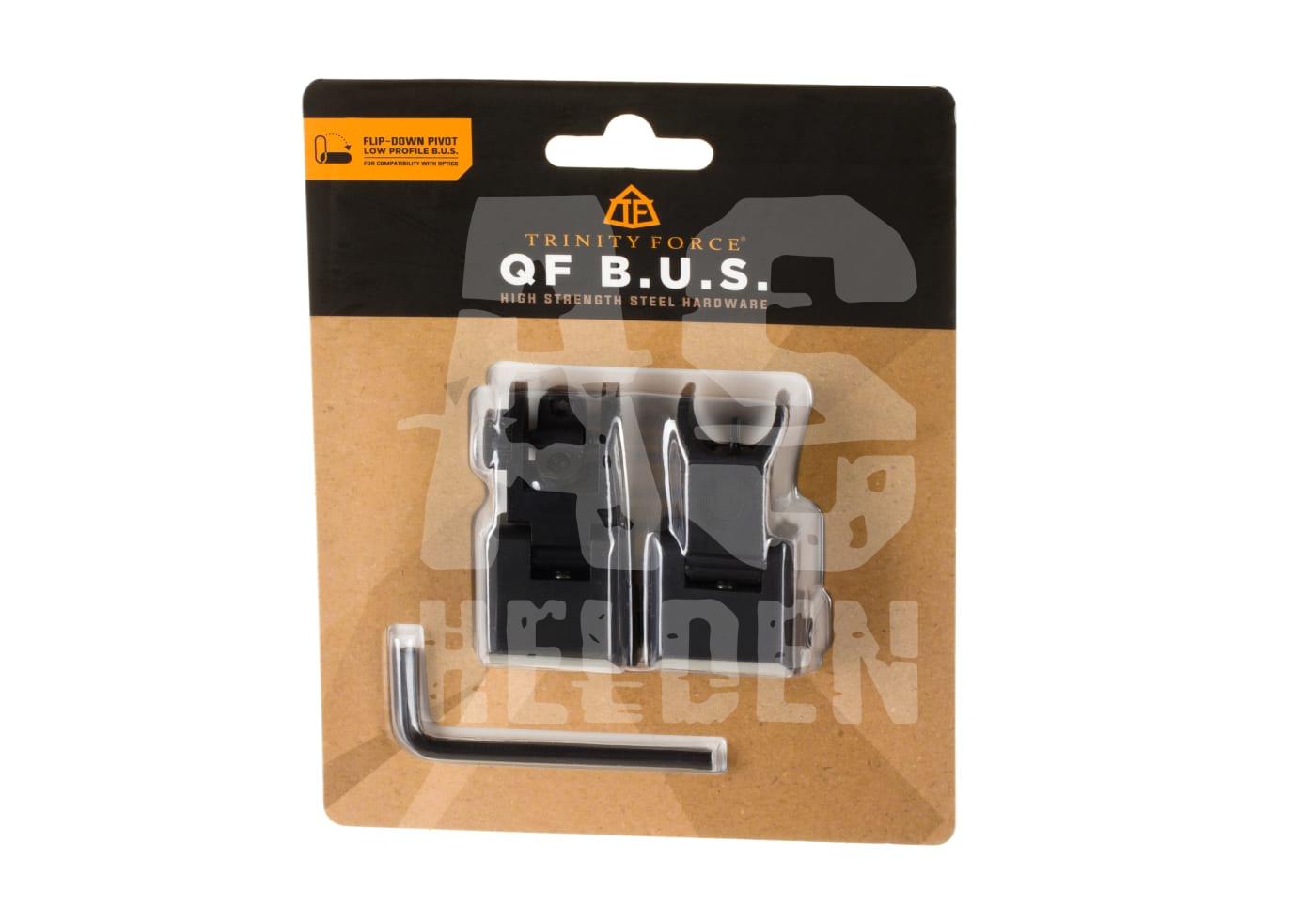 Trinity Force QF B.U.S. Set zur Montage auf Airsoft-Gewehren, inkl. Imbusschlüssel, in Blisterverpackung.